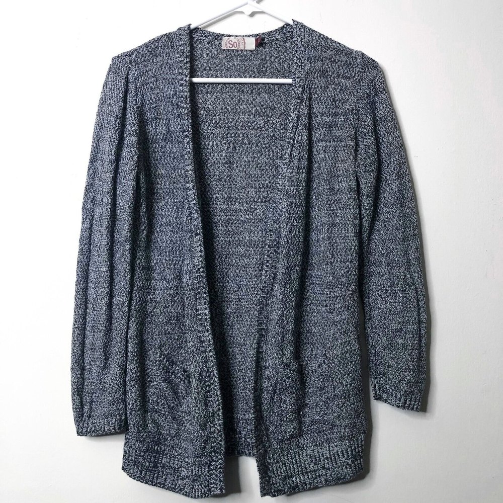 SO Authentic American Heritage Women's M Open Cardigan Sweater, Gray/Grey